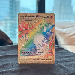 Charizard VMAX Rainbow Gold Metal Replica Card – Premium Fan Display – Collector’s Piece 