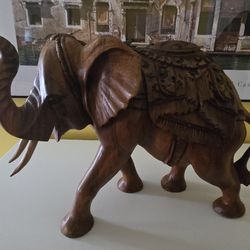 Large Wooden Elephant Sculpture.