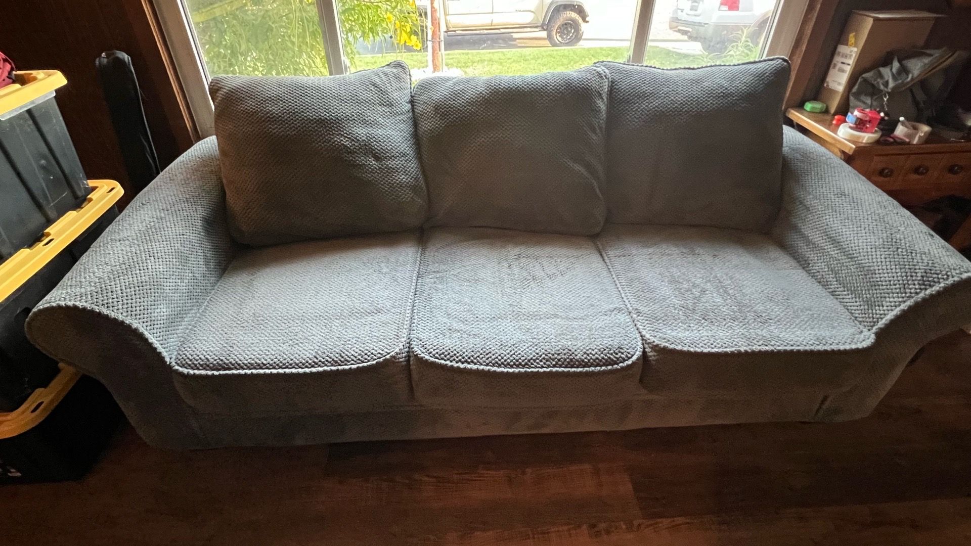 Super Cozy Grey Couch & Oversized Accent Chair Set – Soft Textured Fabric