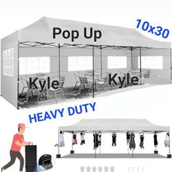 10'x30' Easy Pop Up Gazebo Party Tent Canopy HEAVY DUTY w/  Removable Sidewalls Wedding Party Tent  Canopy With sidewalls