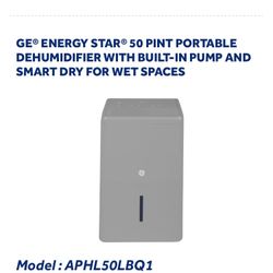 GE 50 Pint Portable Dehumidifier 