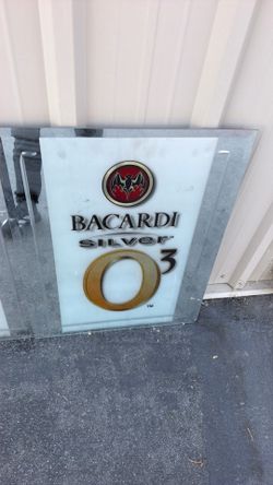 Bacardi silver liquor beer sign mirror vintage