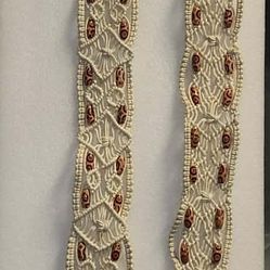 Vintage Macrame Beaded Belt with Wood Beads 