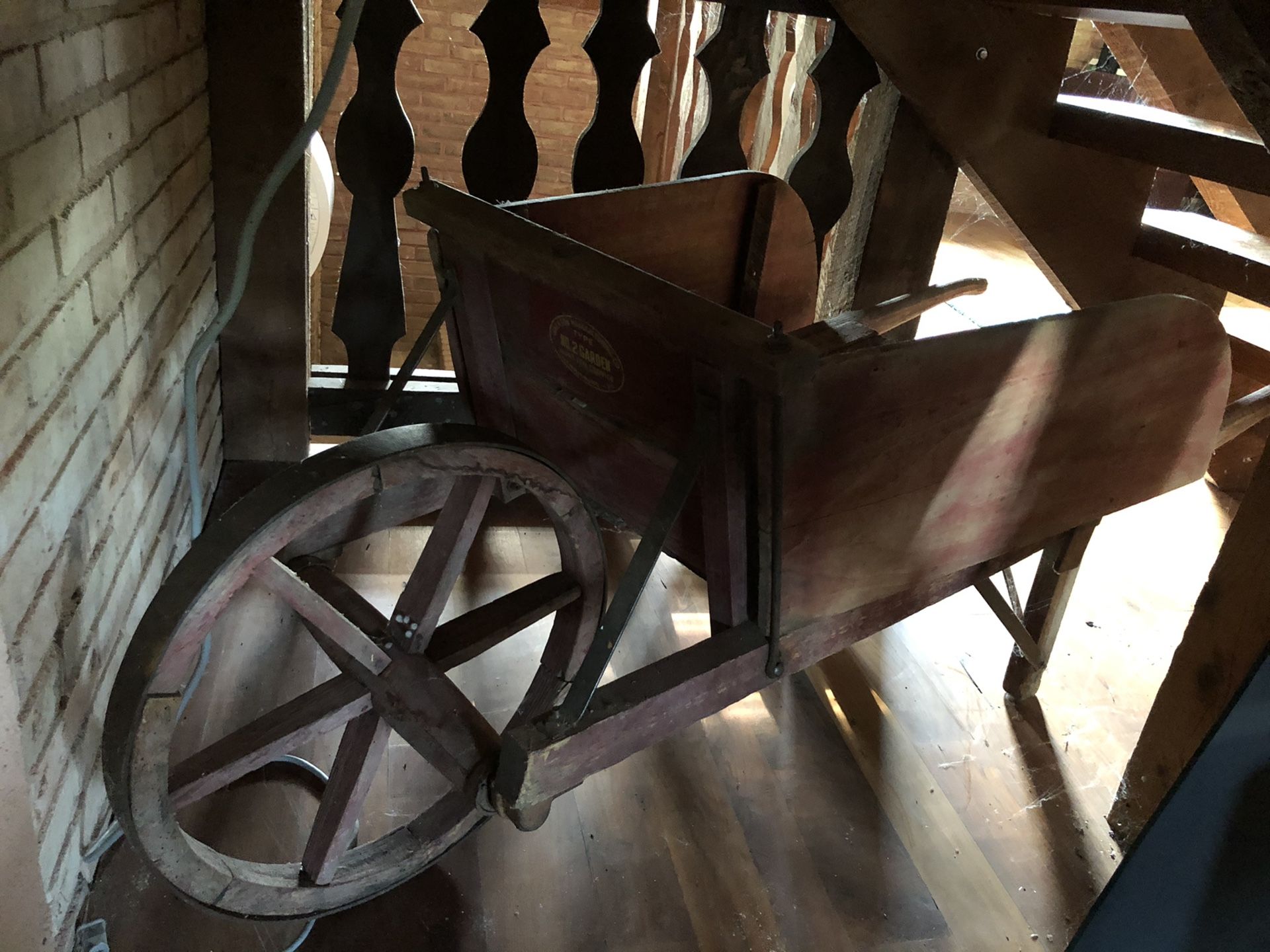 Antique Wooden Wheelbarrow