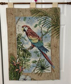 36” Aloha Tropical Palms Macaw Parrot Wall Tapestry