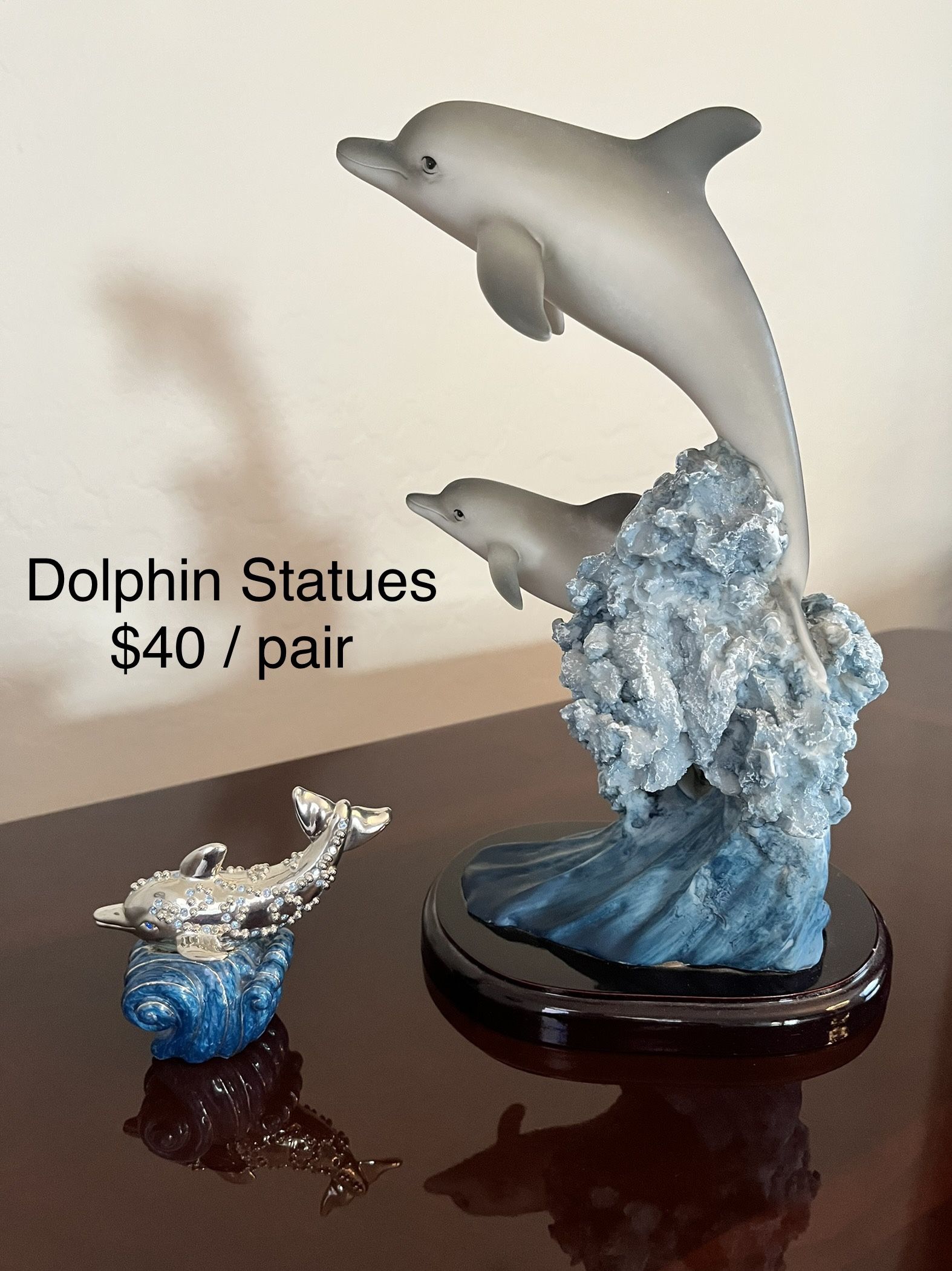 Dolphin Porcelain Statues
