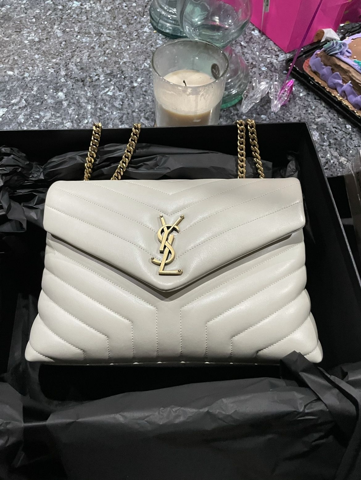 Authentic YSL Bag, Medium LouLou, Cream
