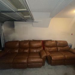 Premium ALL LEATHER 2 Piece Couch Set (EXCELLENT CONDITION) 