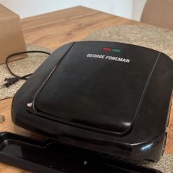 George Foreman 4-Serving Removable Plate Electric Grill and Panini Press, George Tough Non-Stick Coating, Drip Tray Catches Grease, Black