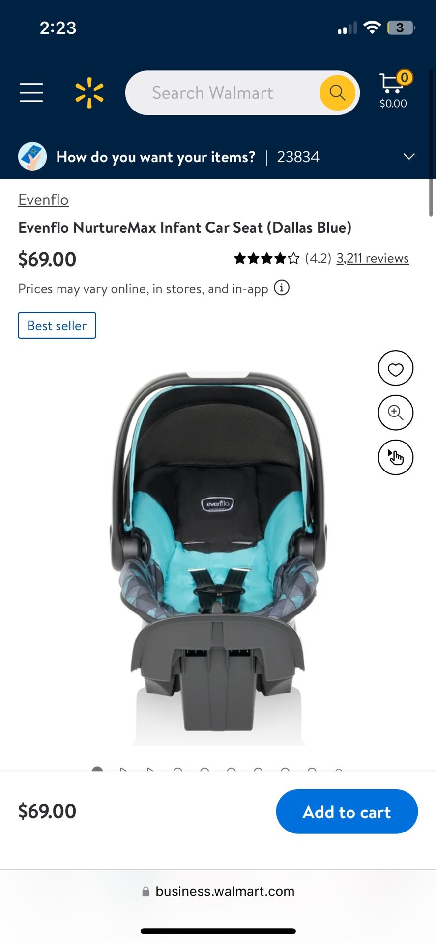 Evenflo NurtureMax Infant Car Seat (Dallas Blue)