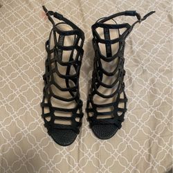Black Snake Print Heels