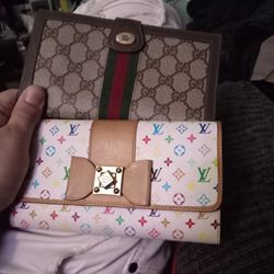 Real Gucci And Louis Vuitton Long Women Wallet 