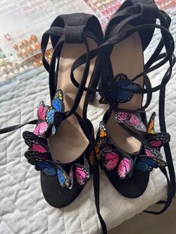 Black Lace-Up Heels with Butterfly’s