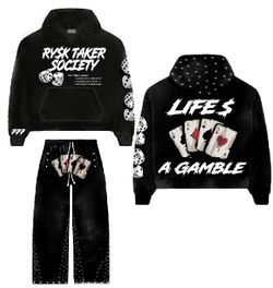 Generic Unisex Adult Custom Hoodie & Sweatpants - Black, - Personalized - Tracksuit