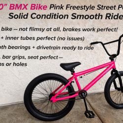 BMX Bike Mountain Bicycle 20” Freestyle Street Park Bike Pink – Perfect Condition