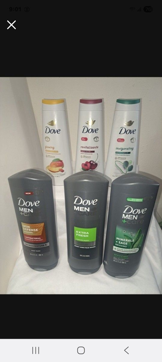 Dove Bodywash 3 Men's & 3 Women's