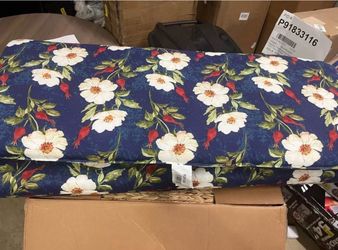 BRAND NEW - 48" x 19.5" - Jordan Manufacturing Rose Garden Swing/Bench Cushion with Ties - Navy Floral