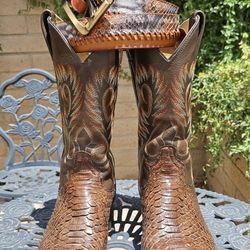 Mens Python Botas Boots With Belt