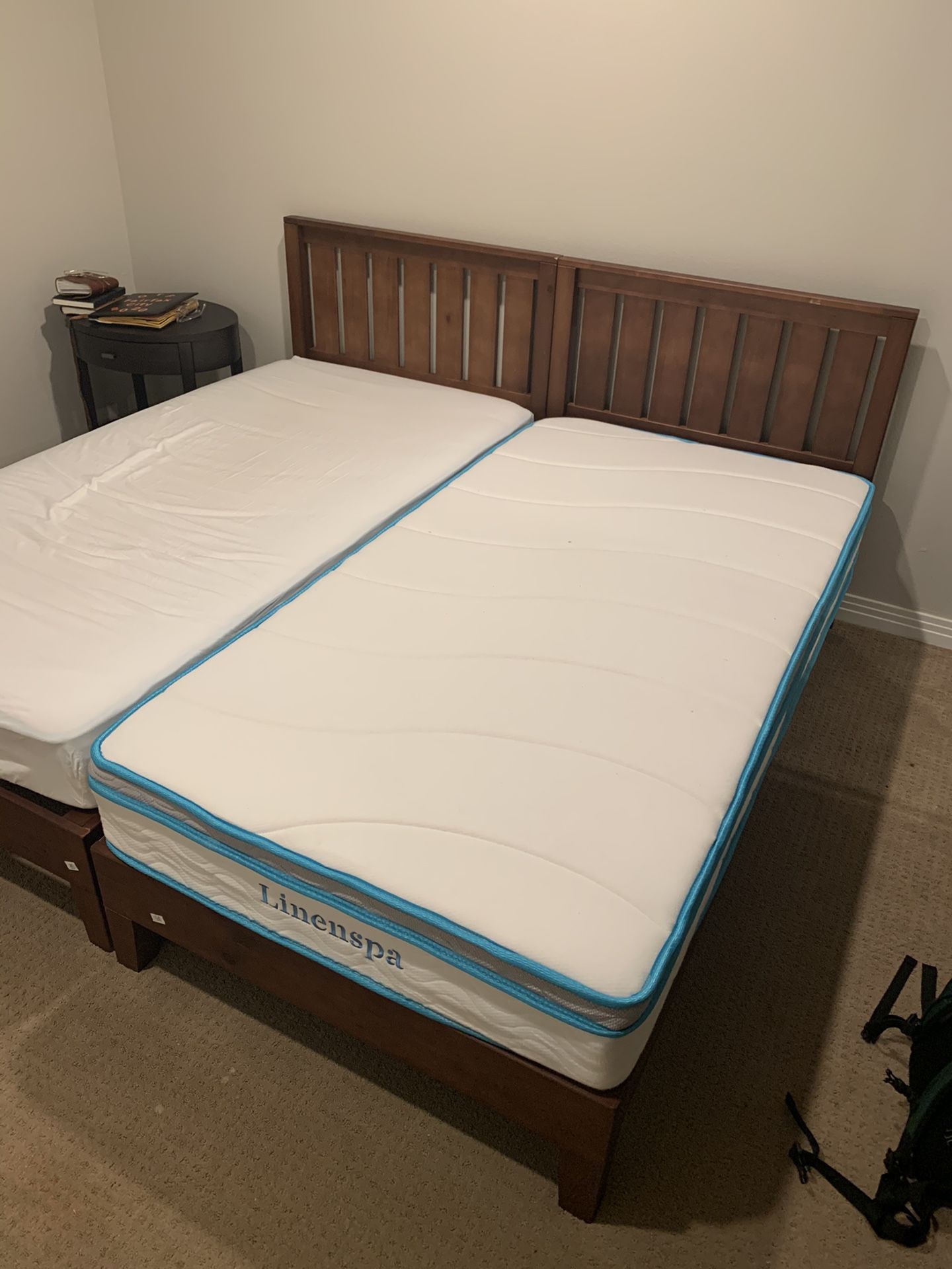 Two twin bed frames w/ matching linenspa mattresses for Sale in San Diego, CA OfferUp