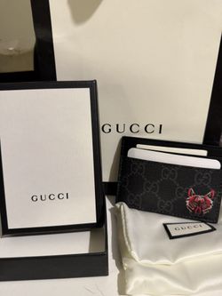 Limited Edition Gucci GG supreme monogram Card Holder with wolf or fox
