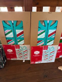 Holiday Time 30-Inch Gift Box Decor – Set of 2 and Holiday Indoor/Outdoor Ornaments