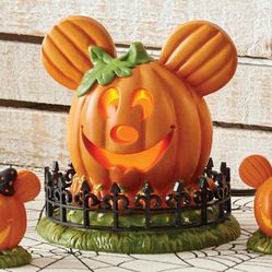 Department 56 Disney Halloween Mickey's Pumpkintown Town Center Pumpkin - New