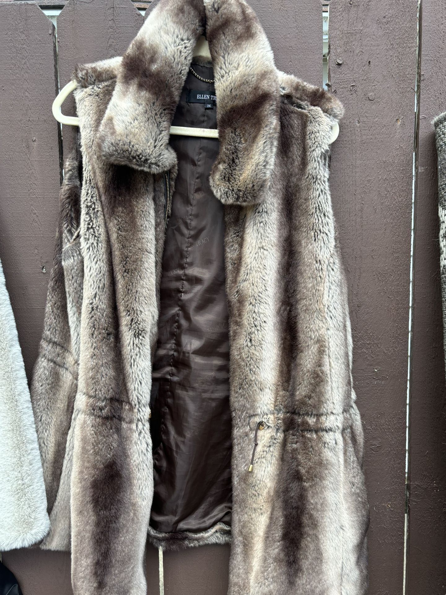 Ellen Tracy Brown Ombré Fur Vest