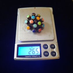 Sterling Silver Charm/brooch with Multicolor Stones 