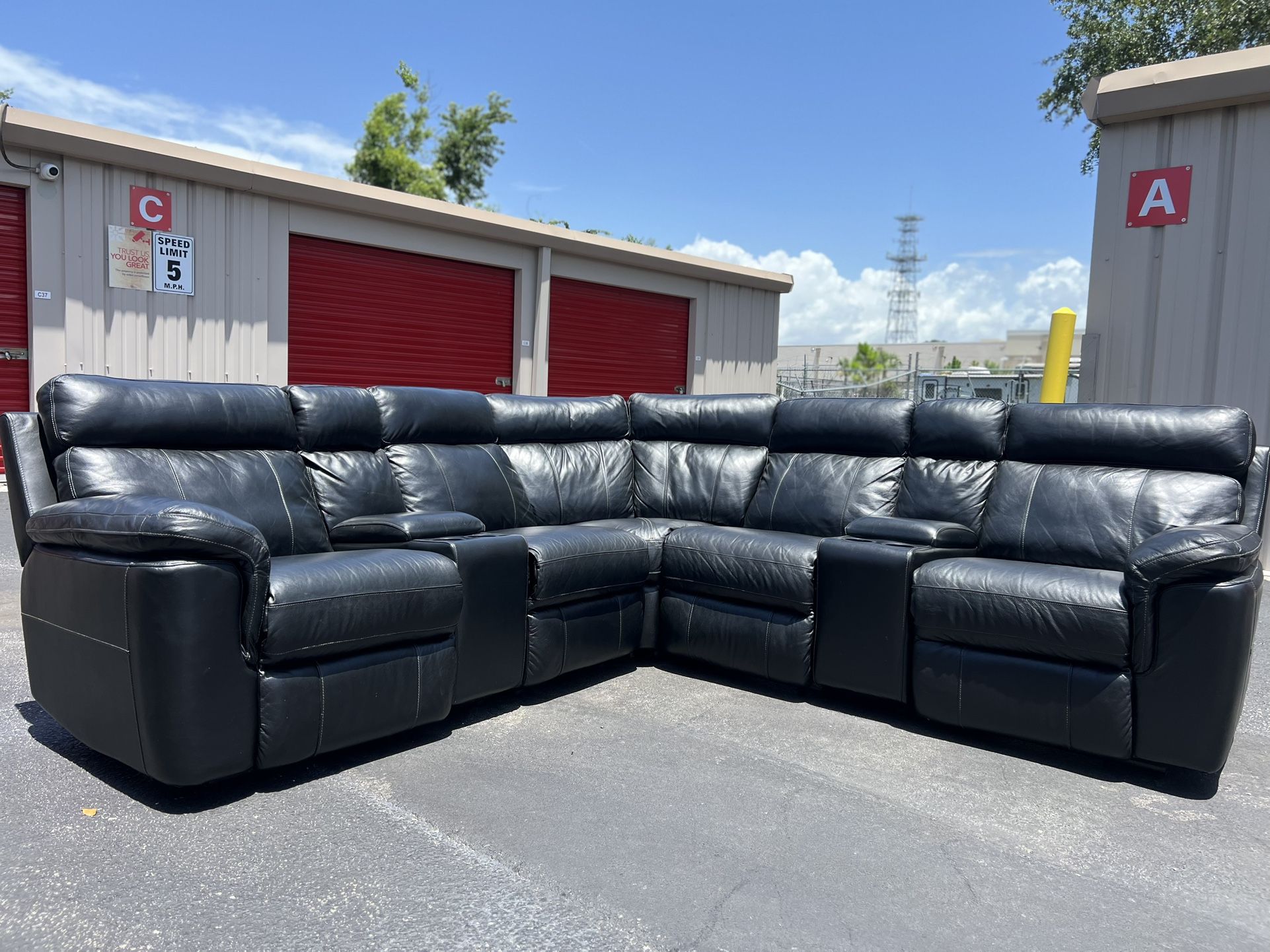 Black Leather Sectional