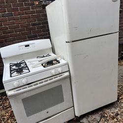 White Stove And Refrigerator