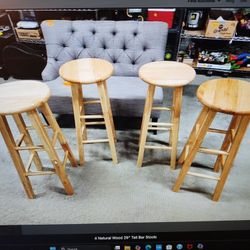 4 NATURAL WOOD 29" TALL BAR STOOLS.     MARTINSVILLE 