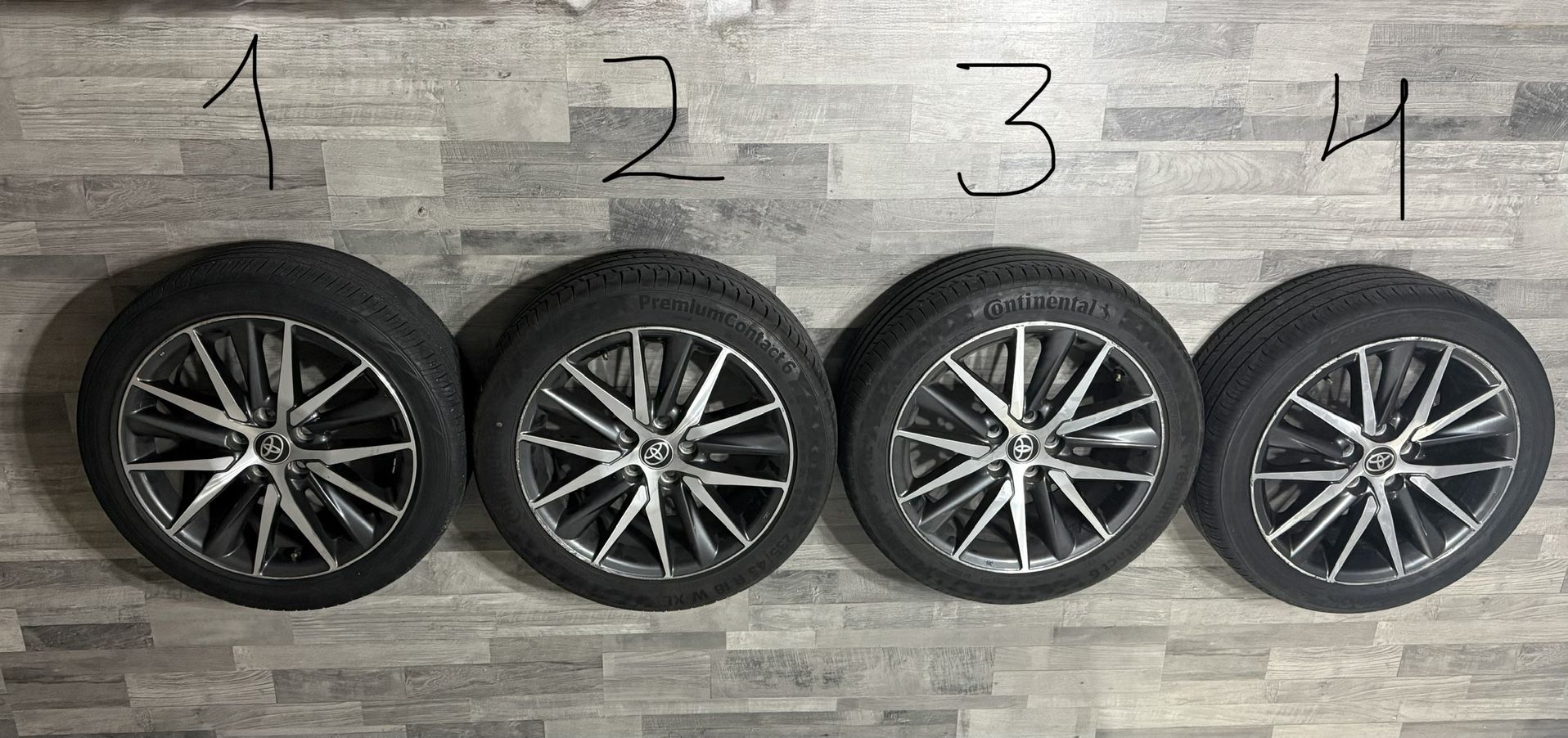 Set of 4 Used 2022 Toyota Camry OEM Rims with Tires and TPMS Sensors – Rough Condition