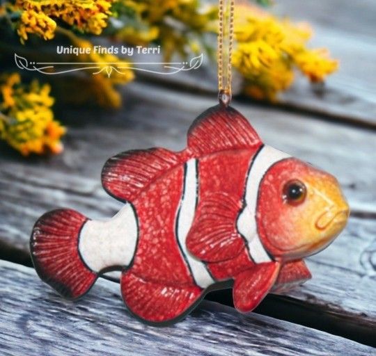 Brand New! 3 3/4" Clown Fish Ornament Coastal Nautical | SHIPPING IS AVAILABLE