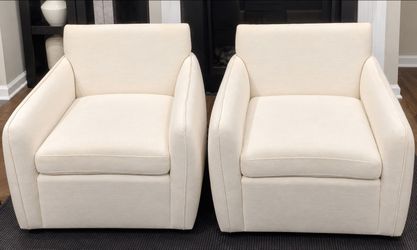 2 Luxury Cream Upholstered Accent Armchairs