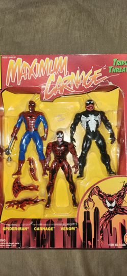 1994 Vintage Toybiz Marvel Spiderman Maximum Carnage Triple Threat