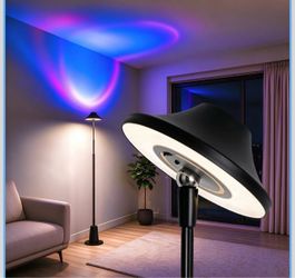 Floor Lamp with Sunset Lamp, Dimmable Standing lamp, Black Magnetic Wireless, Touch Switch & Remote, 3CCT, Adjustable Height LED Modern Floor lamp for