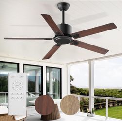 Ceiling Fan 60" with Remote Control, 6 speeds reversible DC motor, brown