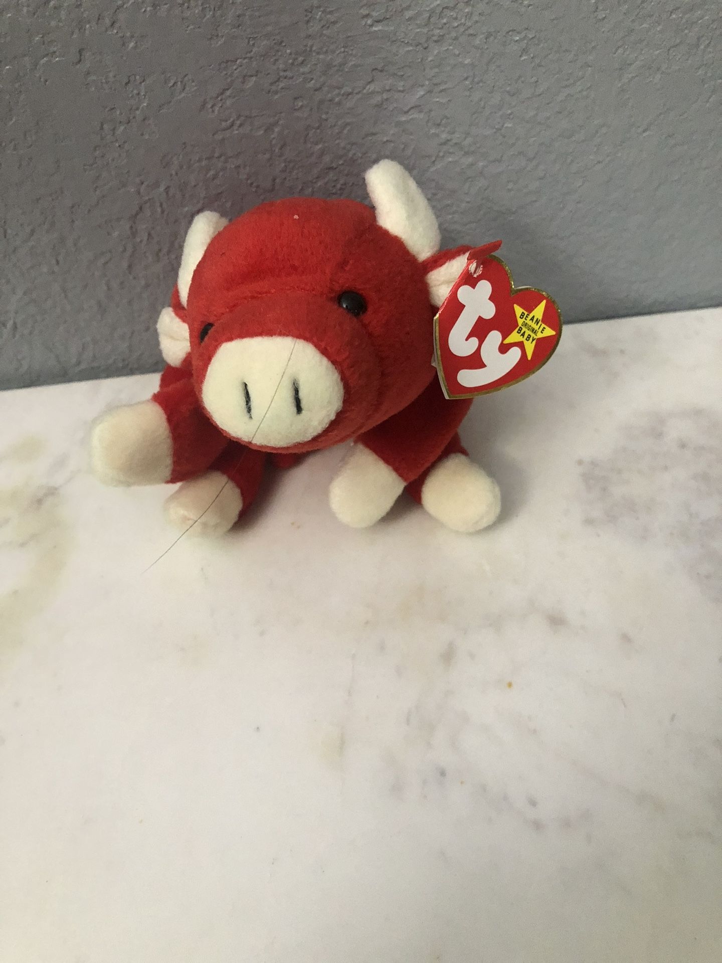 Ty Beanie Babie Red Bull “Snort”.  Year 1995.  Brand New Size 7 inches Tall . Brand New With Tags 