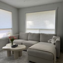 Light Gray Sectional Sofa with Ottoman – Excellent Condition