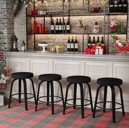 Mid-Century Modern Island Stools for Kitchen Bar, Dining Room, Black Set of 4