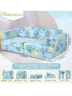 MeMoreCool 10-Piece Kids Modular Foam Sofa Playset