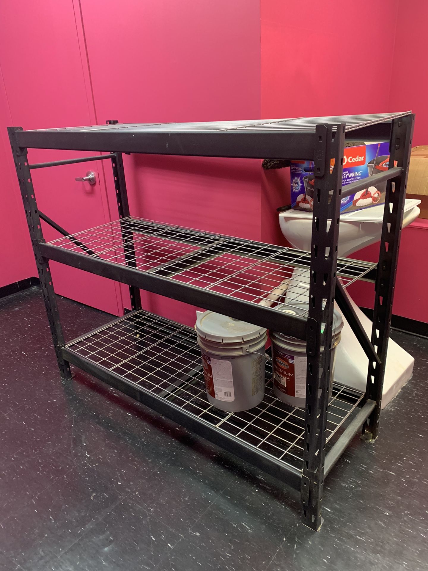 Husky Black 3-Tier Heavy Duty Industrial Welded Steel Garage Shelving Unit 65 in W x 54 in H x 24 in D