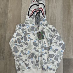 White Bape Double Hood Full Zip size M