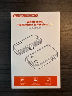 HDMI Transmitter Receiver Kit | Plug-and-Play 2.4G/5.8G Dual-Band, 4K Decode to 1080P 60Hz, Long Range Mirroring for Phone/Tablet/Laptop/PC to Monitor