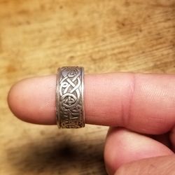 VINTAGE SILVER PETER STONE ROTATING BAND RING  SIZE 11