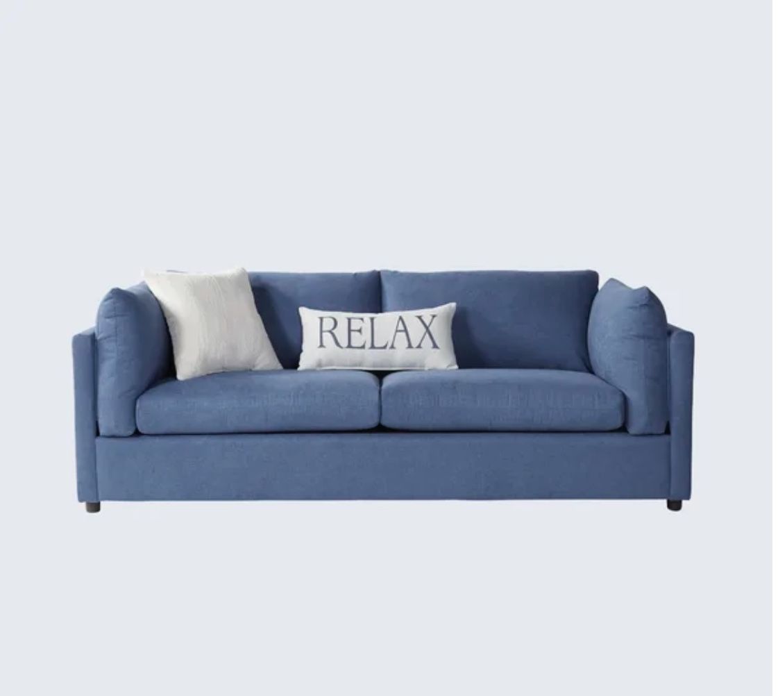 83.5” Square Arm Navy Sofa