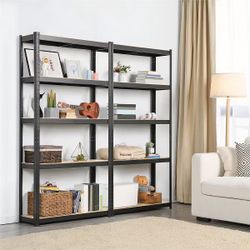 2 Shelf unit 5-Tier Metal Storage Shelving 2pcs Adjustable Display Rack