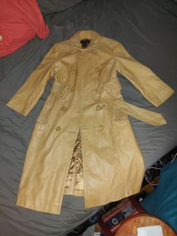 3/4 Sleeve And Length Tan Leather Coat