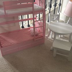 18” Doll Table/ Two Chairs And Bunk Bed 