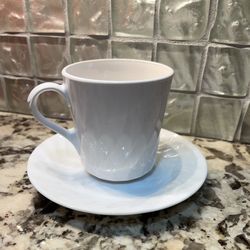 Corelle/ Corning Ware White Cups With Saucer x12